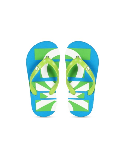 

United Colors of Benetton Boys Green & Blue Printed Thong Flip-Flops