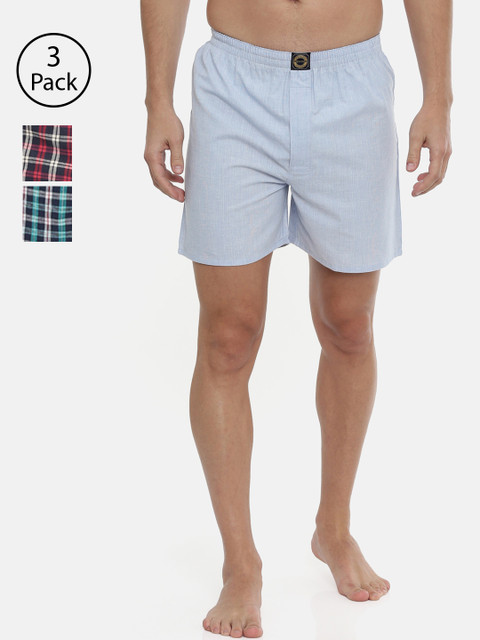 

Joven Men Pack of 3 Pure Cotton Boxers JB045, Blue