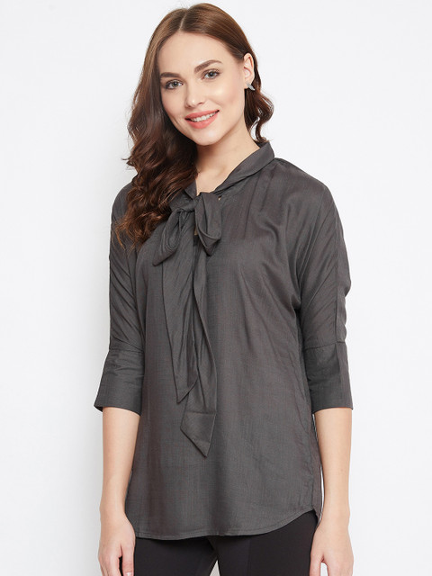

The Kaftan Company Women Grey Solid Top