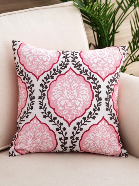 

Pure Home and Living Pink & White Embroidered Square Cushion Cover