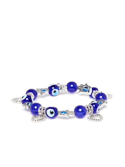 

ZeroKaata Women Blue & Silver-Toned Heart Charm Bracelet