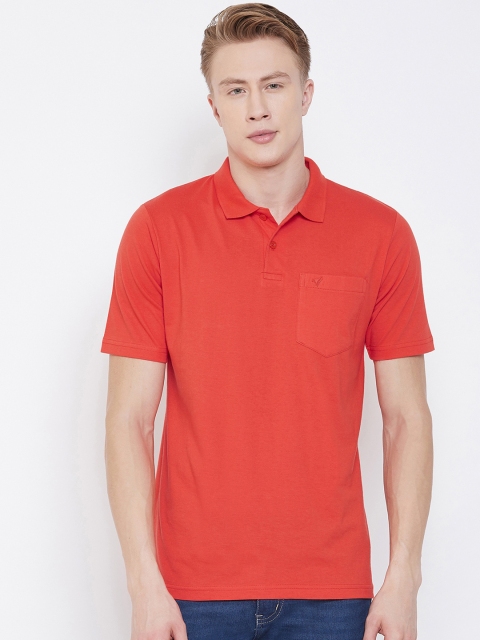 

NEVA Men Orange Solid Polo Collar T-shirt