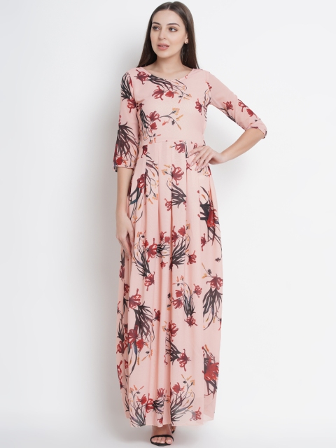 

Lady Stark Women Peach-Coloured & Red Printed Maxi Dress