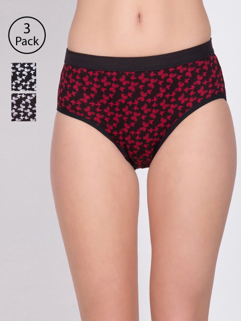 

Lady Lyka Women Pack of 3 Printed Hipster Briefs CANDY-FLOSS-1, Black