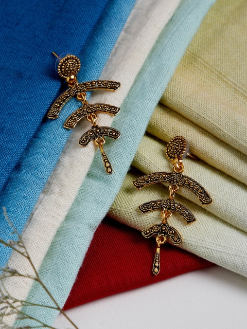 

ZeroKaata Gold-Toned Classic Drop Earrings