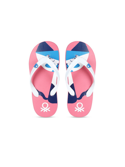 

United Colors of Benetton Boys Pink & White Printed Thong Flip-Flops