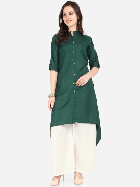 

Silk Bazar Women Green & Off-White Solid Kurta with Palazzos