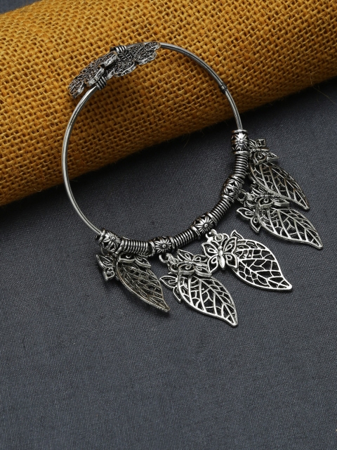 ZeroKaata Oxidized Silver-Plated Handcrafted Charm Bracelet
