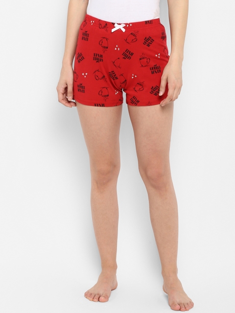 

Curare Women Red & Black Printed Lounge Shorts