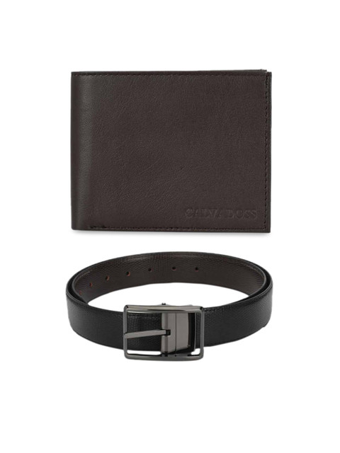 

Calvadoss Men Brown & Black Premium Belt & Wallet Accessory Gift Set