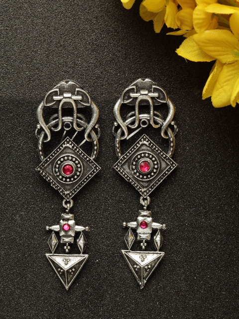 

Infuzze Gold-Plated & Silver-Toned Geometric Drop Earrings