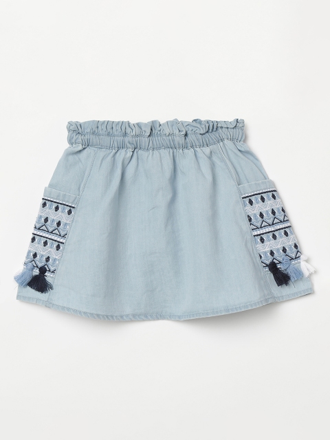 

Juniors by Lifestyle Girls Blue Embroidered A-Line Skirt