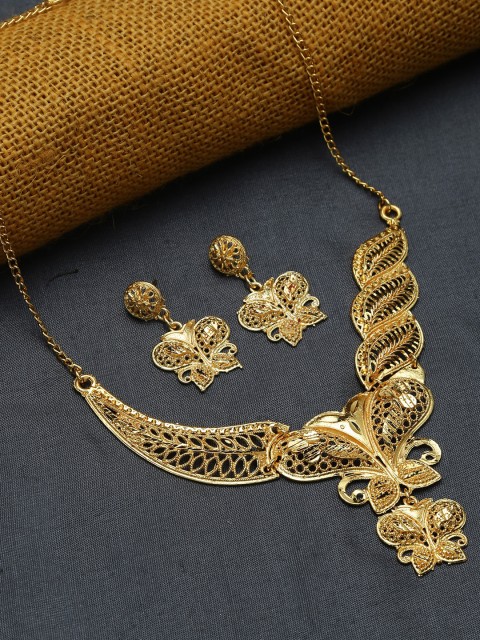 

ZeroKaata Gold-Plated Butterfly Handcrafted Jewellery Set