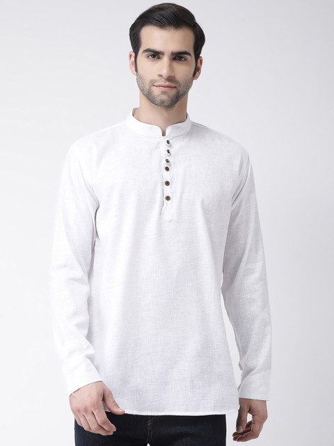 

SG LEMAN Men White Solid Straight Kurta