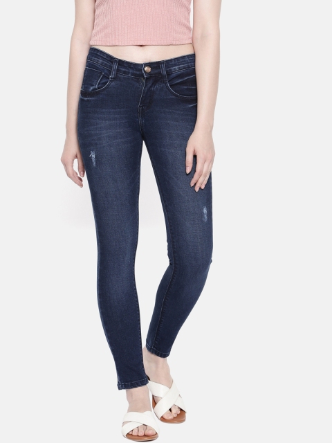 

ZHEIA Women Blue Skinny Fit Mid-Rise Low Distress Stretchable Jeans