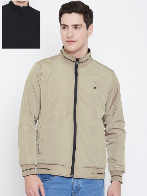 

Okane Men Black & Beige Striped Reversible Padded Jacket
