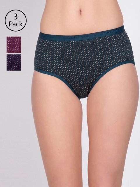 

Lady Lyka Women Pack of 3 Printed Hipster Briefs RIVOLTA-1N, Teal