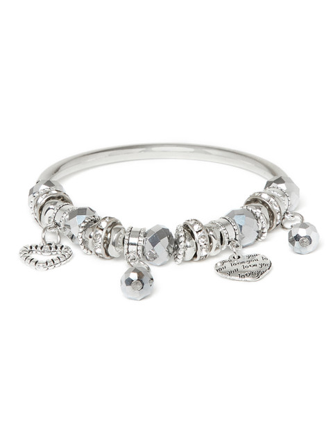 

ZeroKaata Silver-Toned Beaded Charm Bracelet