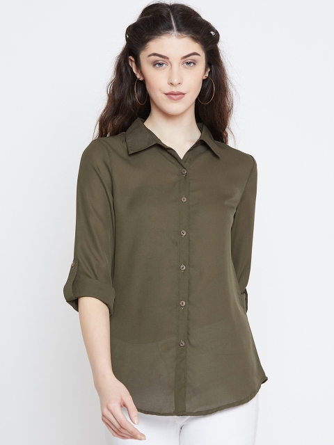 

Ruhaans Women Green Classic Regular Fit Solid Casual Shirt