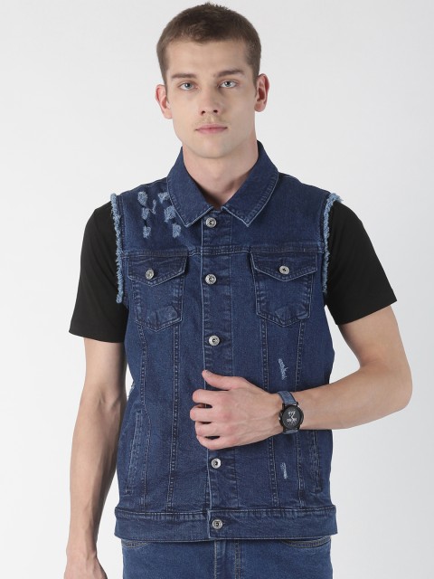 

Blue Saint Men Blue Solid Denim Jacket