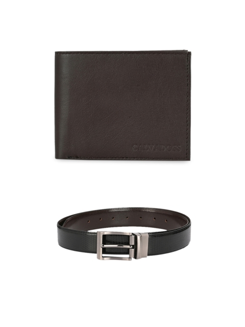

Calvadoss Men Black & Brown Premium Belt & Wallet Gift Set