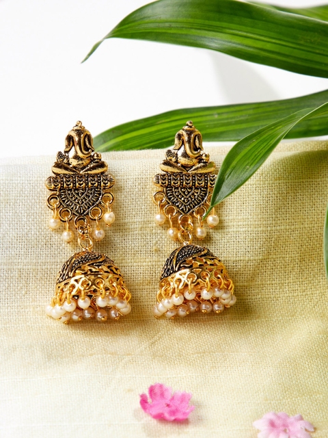 

ZeroKaata Gold-Toned Dome Shaped Jhumkas