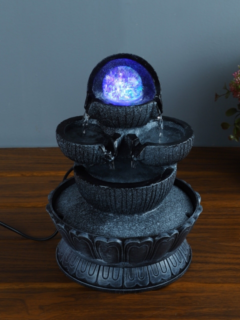 

House Of Accessories Grey Power Operated Water Fountain With Light