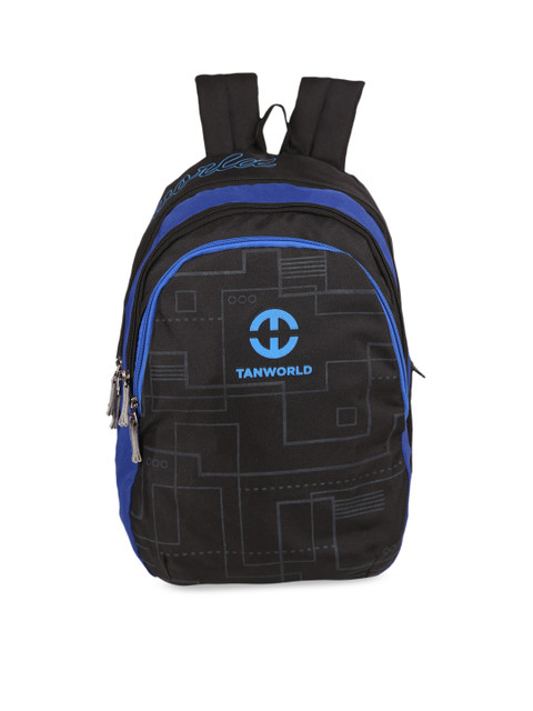 

TAN WORLD Unisex Black & Blue Brand Logo Laptop Backpack