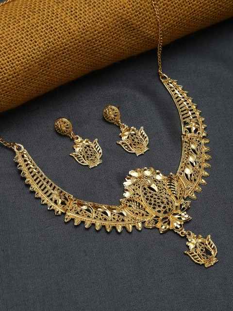 

ZeroKaata Gold-Plated Peacock Motifs Handcrafted Jewellery Set