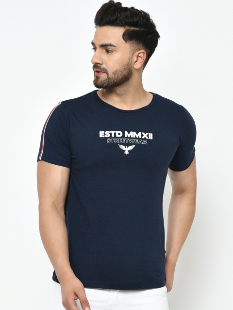 

Rigo Men Blue Printed Round Neck T-shirt