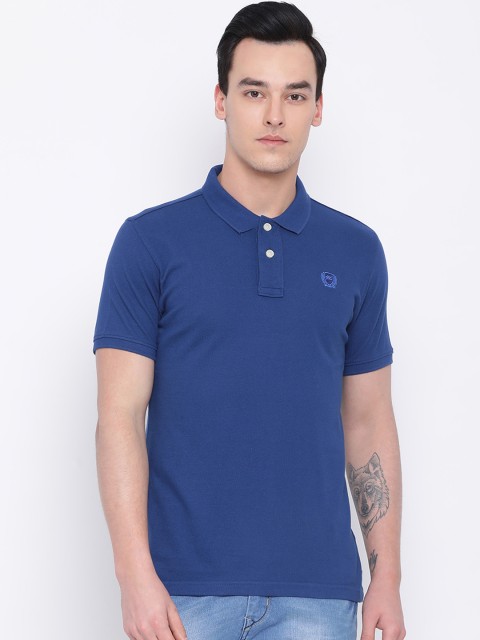

Monte Carlo Men Blue Solid Polo Collar T-shirt