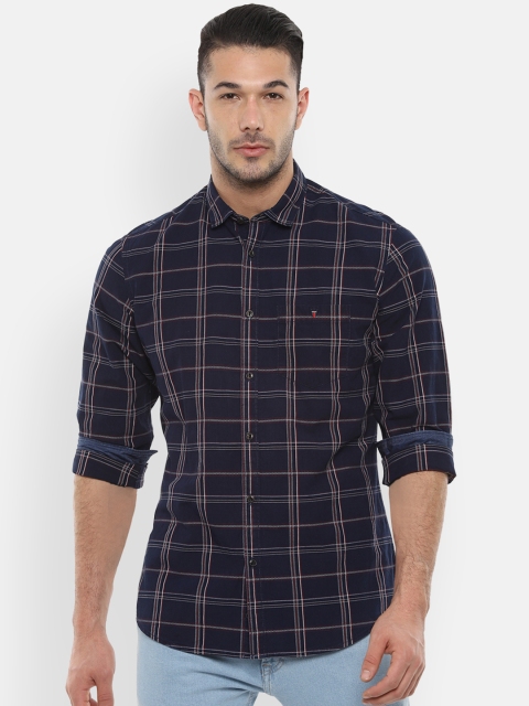 

Louis Philippe Jeans Men Navy Blue Slim Fit Checked Casual Shirt