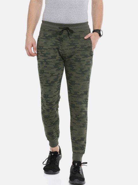 

Proline Active Men Olive Green & Black Camouflage Printed Slim Fit Joggers