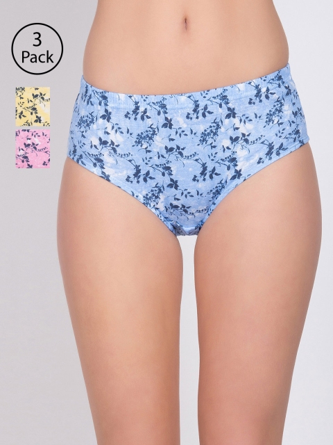 

Lady Lyka Women Pack of 3 Printed Hipster Briefs FRAGRANCE-4, Yellow