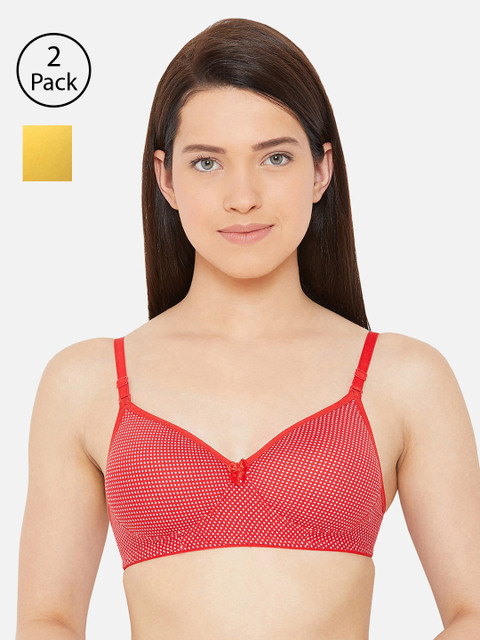 

Lady Lyka Pack Of 2 Printed Non-Wired Lightly Padded T-shirt Bra BREEZE-YLW-COSTA-001-RED