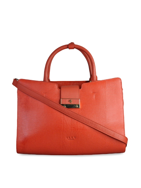

ILEX Orange Textured Leather Handheld Bag