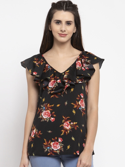 

Karmic Vision Women Black & Pink Printed Top