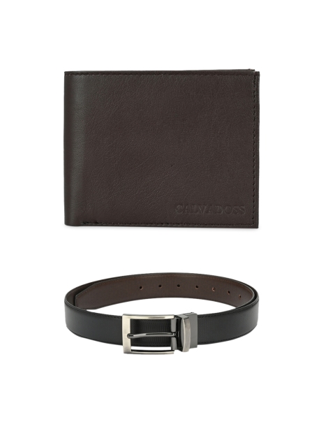 

Calvadoss Men Black & Brown Premium Belt and Wallet Accessory Gift Set