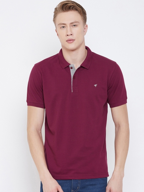 

NEVA Men Maroon Solid Polo Collar T-shirt