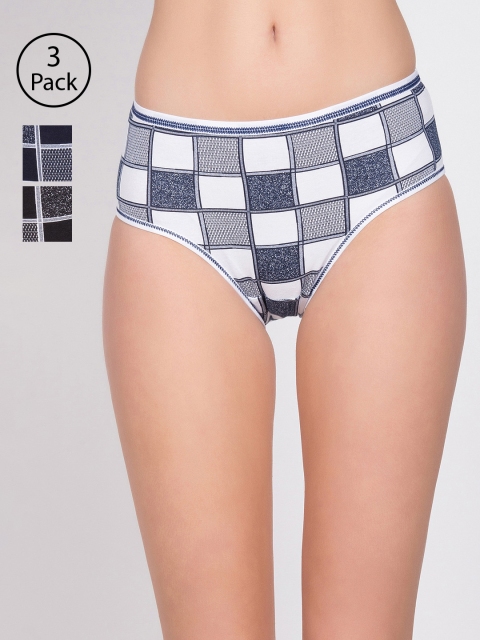 

Lady Lyka Women Pack of 3 Checked Hipster Briefs CATER-PILAR-1, Black