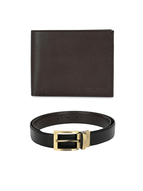 

Calvadoss Men Black & Brown Premium Belt & Wallet Accessory Gift Set