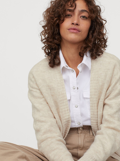

H&M Women Beige Cardigan With No Buttons