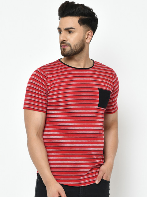 

Rigo Men Red Striped Round Neck T-shirt
