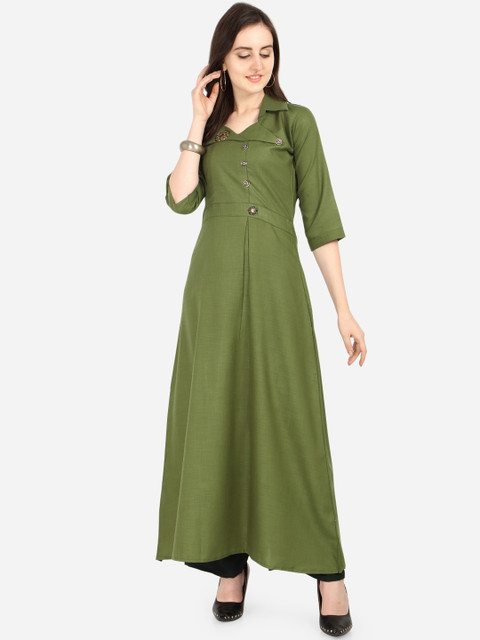 

Silk Bazar Women Green & Black Solid Kurti with Palazzos