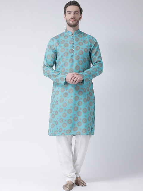 

SG LEMAN Men Blue & White Printed Kurta with Trousers