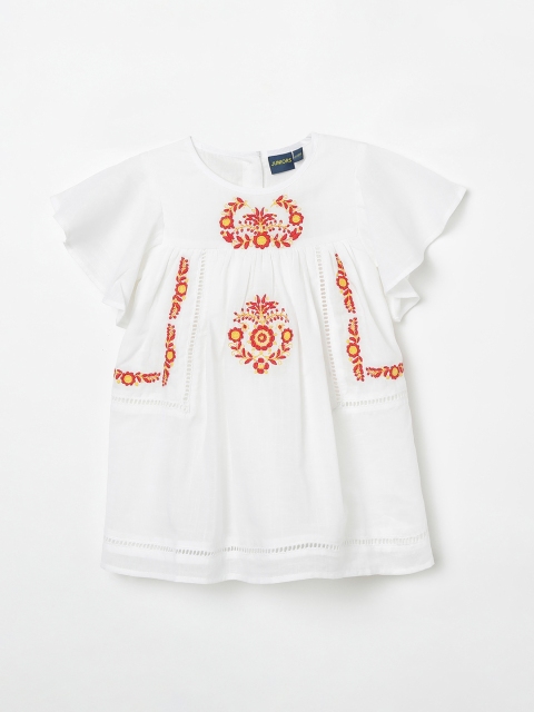 

Juniors by Lifestyle Girls White Embroidered A-Line Dress