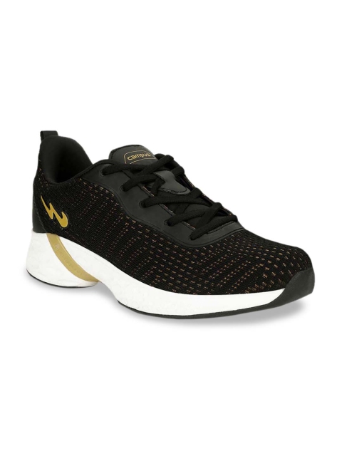 

Campus Men Black & Gold-Toned Shawn Mesh Running Shoes