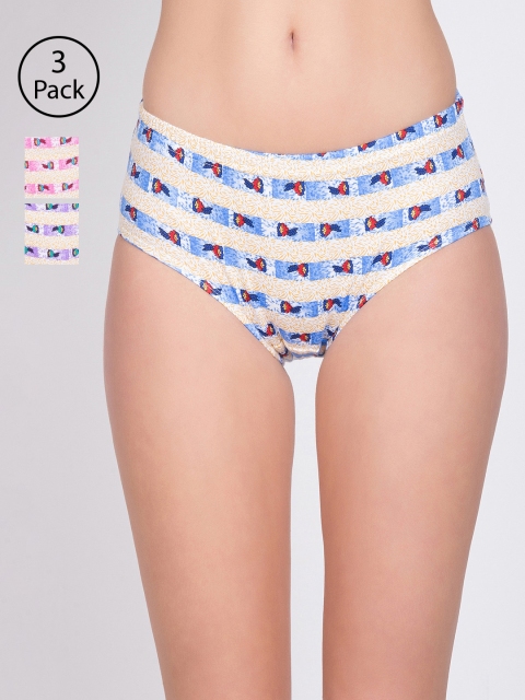 

Lady Lyka Women Pack of 3 Printed Mid-Rise Hipster Briefs FRAGRANCE-5, Pink
