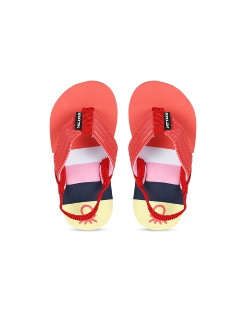 

United Colors of Benetton Boys Coral Red & White Colourblocked Thong Flip-Flops