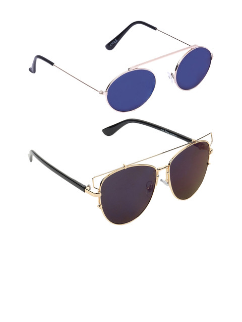 

EPICINK hob Unisex Set of 2 UV Protected Lens Aviator Sunglasses, Blue
